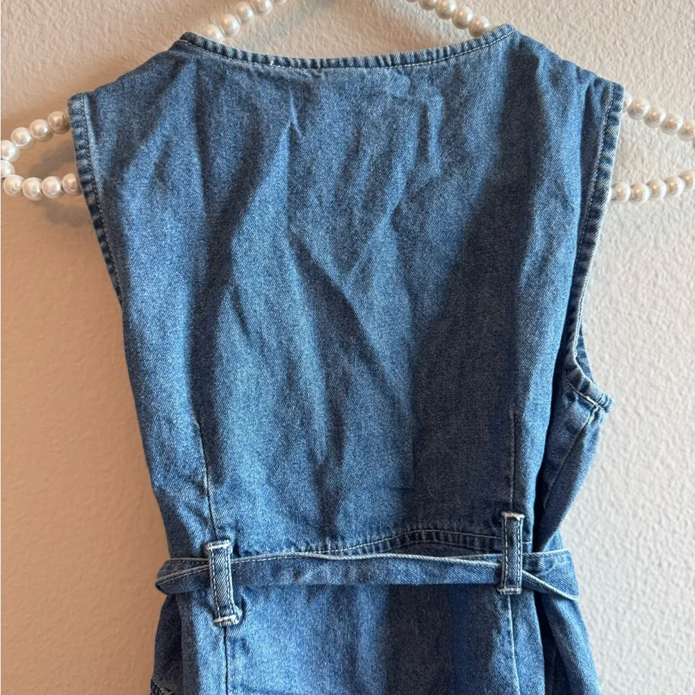 Vintage 😍 Denim Sleeveless Button-Down Dress